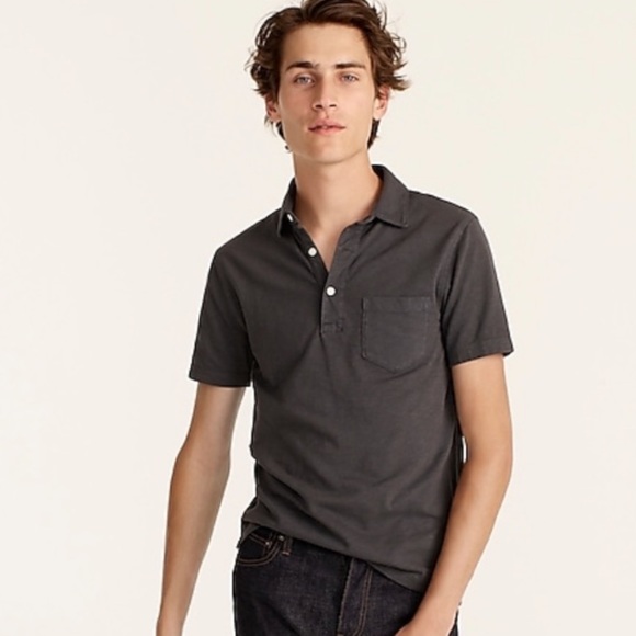 J. Crew Other - J. Crew - Men’s Garment-Dyed Cotton Broken-In Polo Shirt in Charcoal Gray